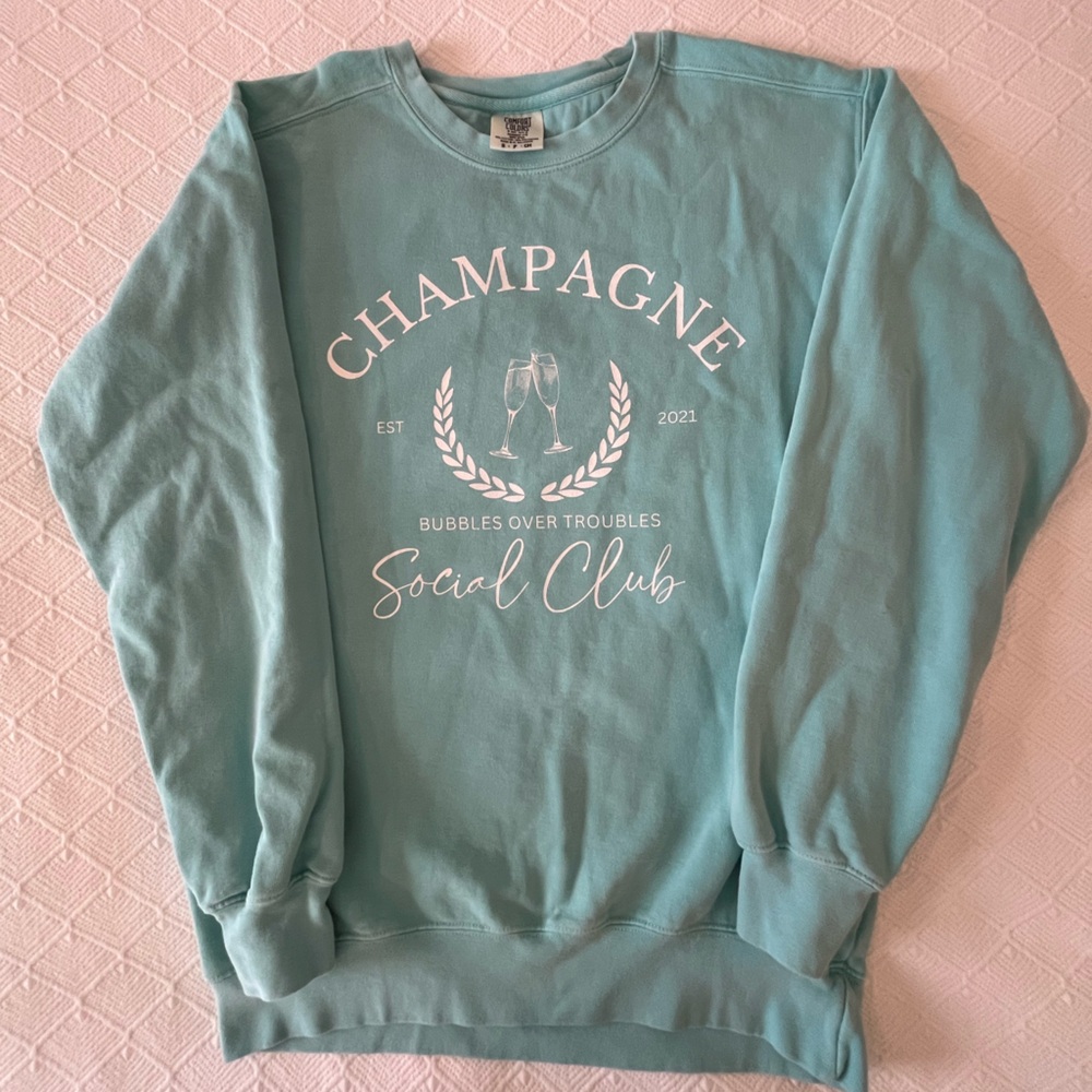 Comfort Colors Womens Aqua Crewneck Sweatshirt